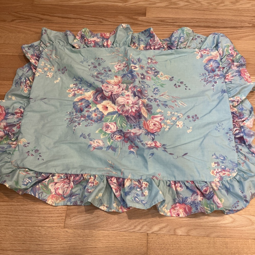 Vintage Ralph Lauren Pompano Ruffled Pillow Sham-Standard-100% Cotton-Gorgeous!